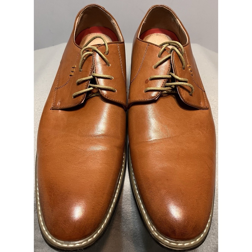 Zriang Mens Dress Lace Up Oxfords Polished Brown‎ Sz 13
